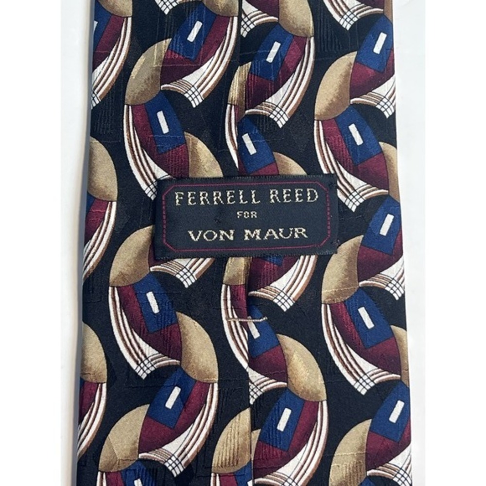 Ferrell Reed Men's Tie Silk Multicolor Geometric Silk Tie  Made In USA‎
